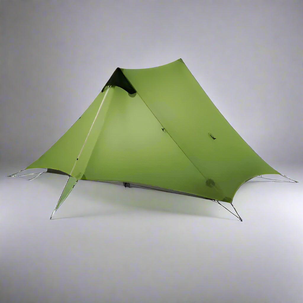 Green 3 season ultralight 2-person backpacking tent ideal for outdoor camping, easy setup with wind ropes and stakes, best lightweight tent