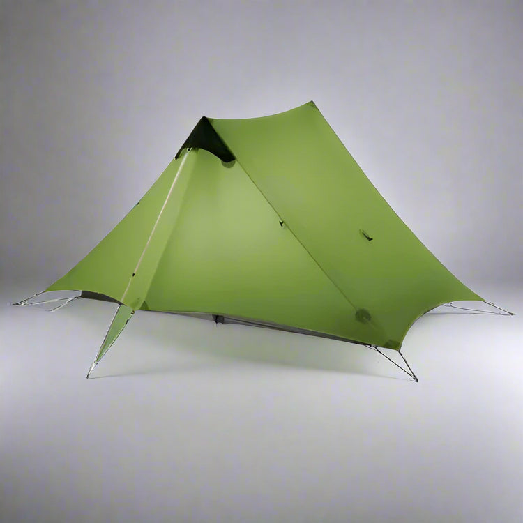 Green 3 season ultralight 2-person backpacking tent ideal for outdoor camping, easy setup with wind ropes and stakes, best lightweight tent