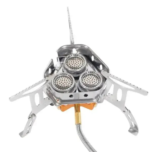 Lightweight 3 burner portable camping stove for outdoor cooking, perfect for camping trips, picnics, and BBQs. Best compact portable gas burner.