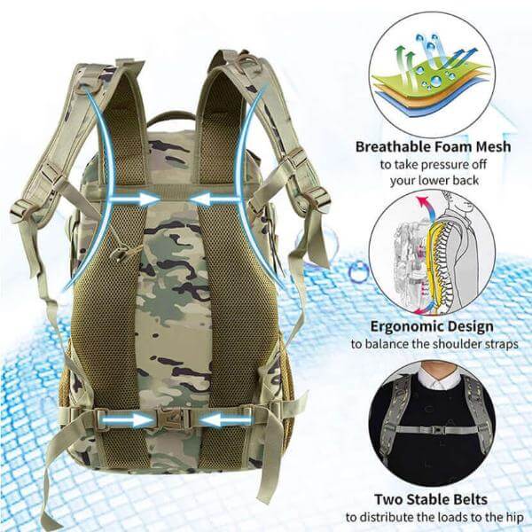 Ultralight 35L Tactical Military Backpack with ergonomic design and breathable foam mesh straps for outdoor adventures