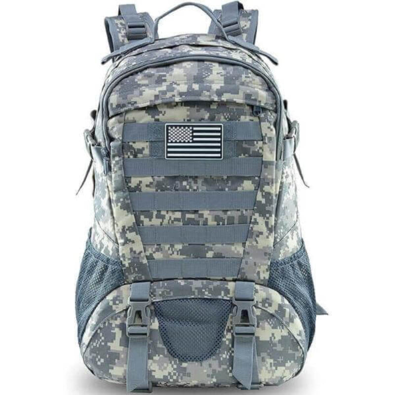 Ultralight 35L tactical military backpack with American flag patch, durable and weatherproof, ideal for outdoor adventures and everyday use.