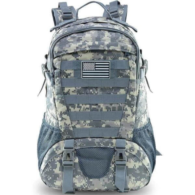 Ultralight 35L tactical military backpack with American flag patch, durable and weatherproof, ideal for outdoor adventures and everyday use.