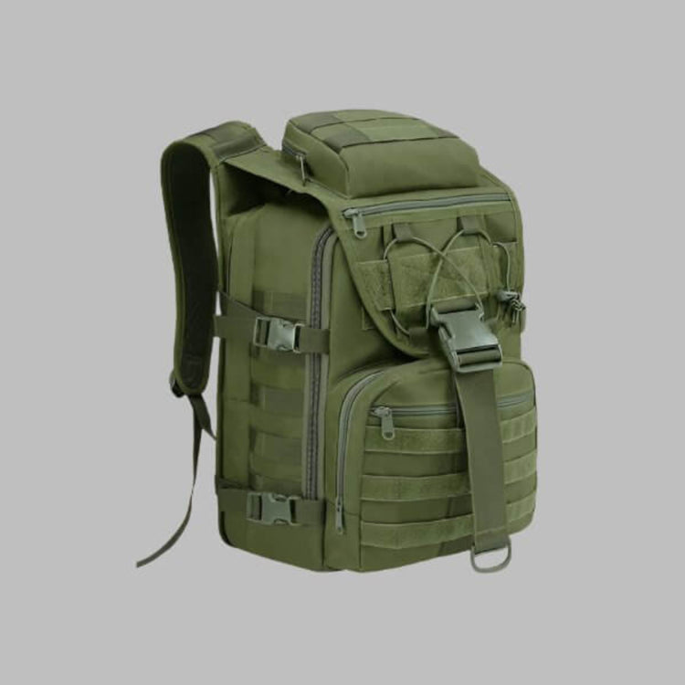 40L tactical backpack in green, military-grade with weather resistance, durable design for hunting, cycling, running, and adventure enthusiasts.
