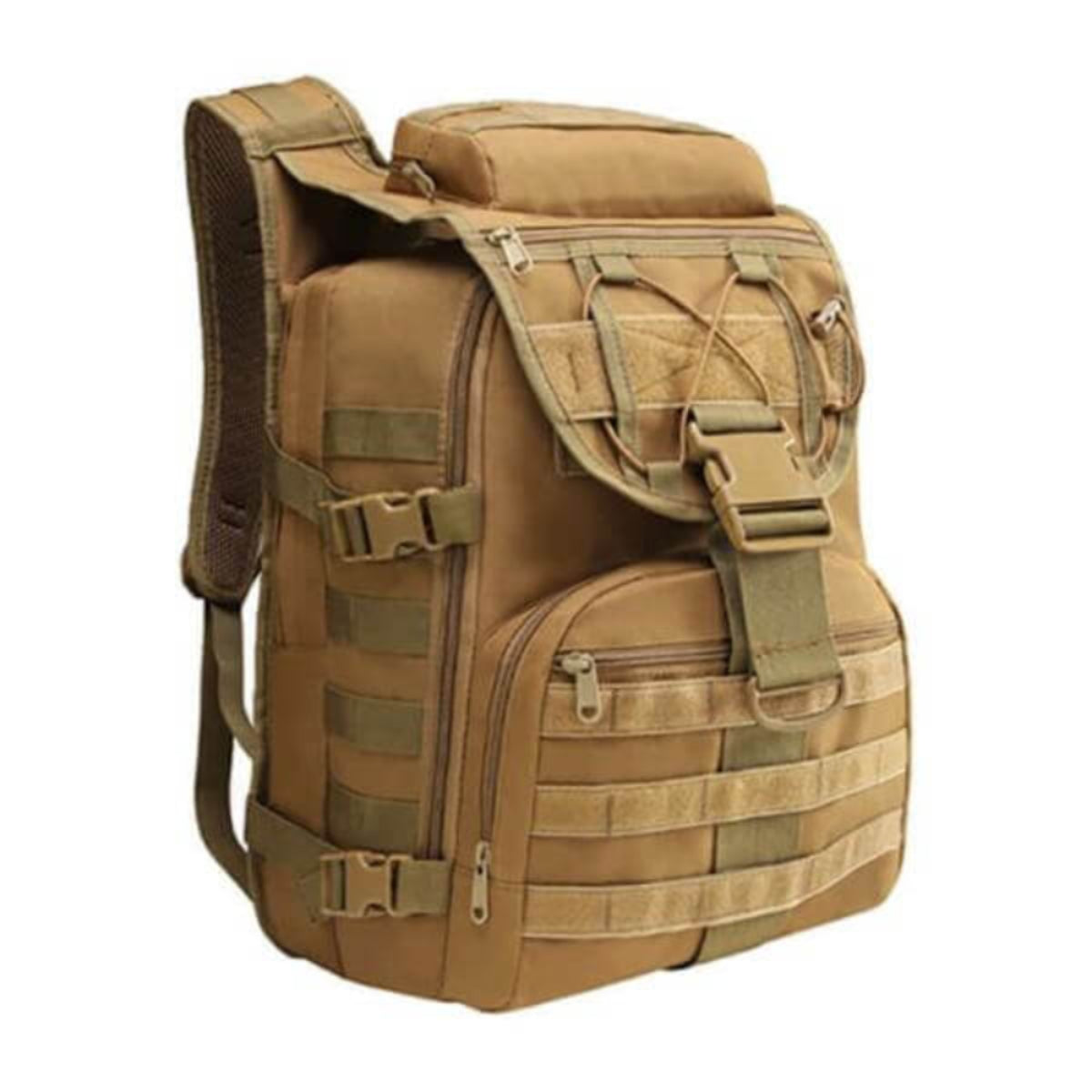 40L tactical backpack with weather resistance and military-grade durability, ideal for hunting and adventure, featuring multiple compartments.