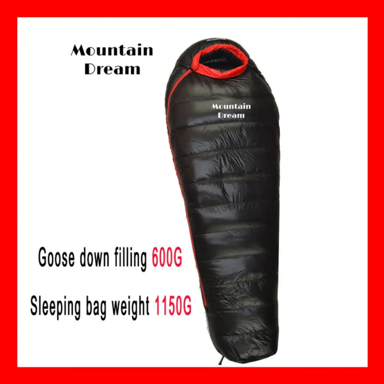 "600G goose down sleeping bag, 1150G total weight."