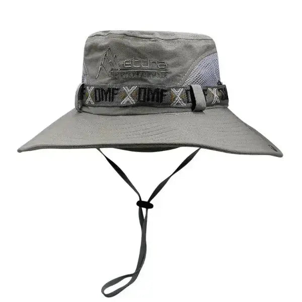 Green waterproof sun protection wide brim bucket hat for men, perfect for hiking, fishing, safari, beach, and outdoor sports.