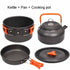 Non-stick camping cookware set with kettle, pan, and cooking pot, perfect for outdoor cooking, best pots and pans set for camping