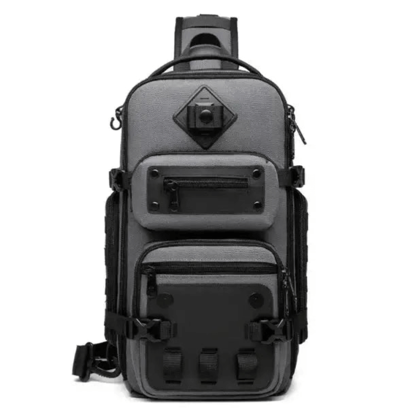 Ozuko green crossbody sling backpack with multiple zipper pockets for men, a tactical, waterproof shoulder bag ideal for travel and everyday use.