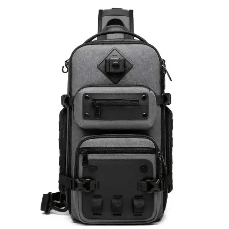 Ozuko green crossbody sling backpack with multiple zipper pockets for men, a tactical, waterproof shoulder bag ideal for travel and everyday use.