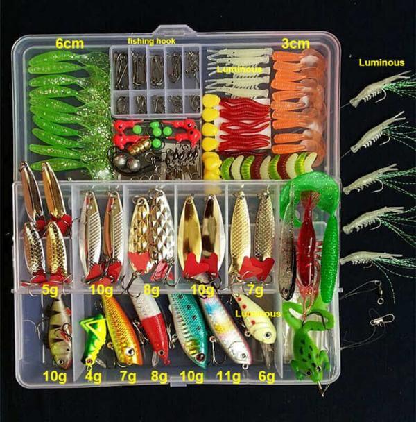 All-Inclusive Fishing Tackle Kit Hard Set with Lures, Crankbaits, and Fishing Hook Accessories in Double-Layered Tackle Box