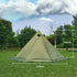 ultralight Tingxue 320 Pro hot tent with floor in green, ideal for winter camping, bushcraft, 2 person, tipi style, 320cm by 160cm