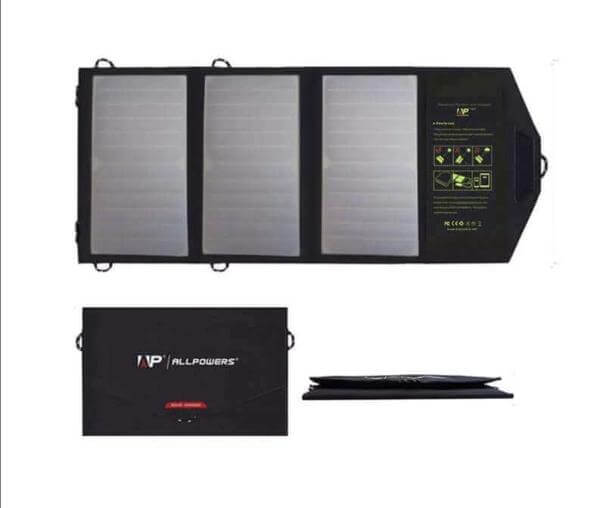 Portable Sunpower solar panel battery charger for phone with high-efficiency cells, ideal solar power bank for survival and travel.