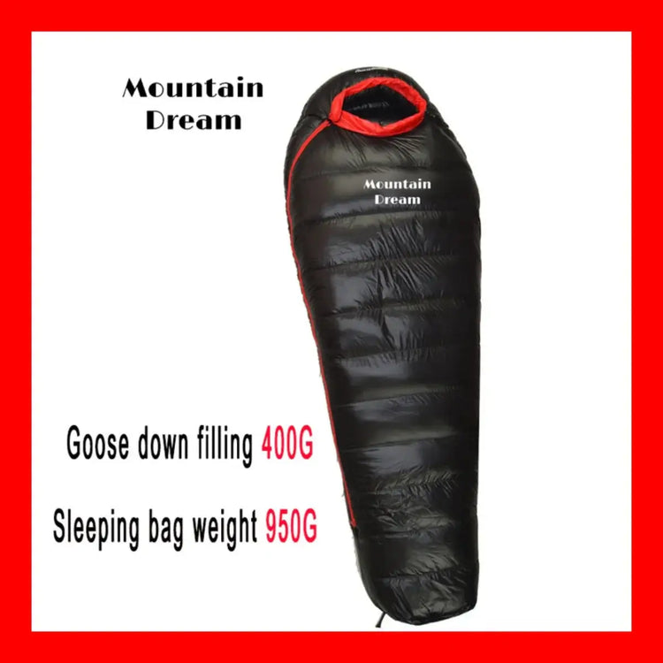 "400G goose down sleeping bag, 950G total weight.