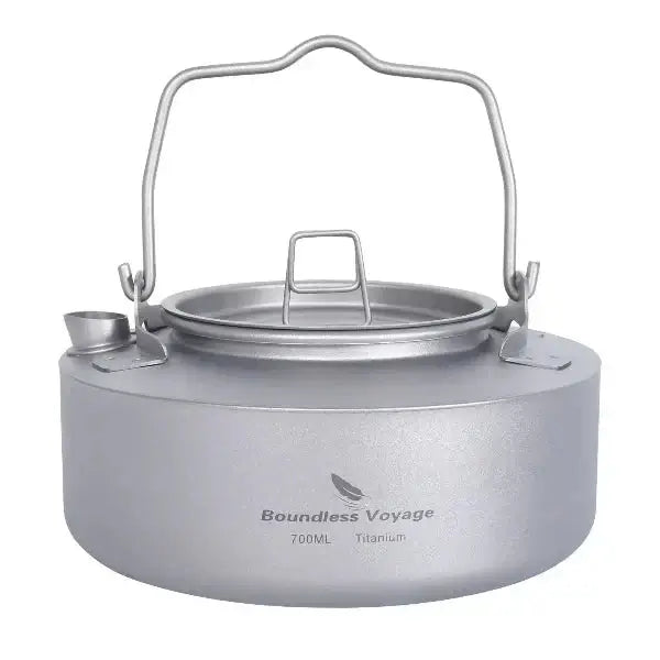 Boundless Voyage 700ml titanium camping kettle for outdoor cooking equipment and campfire cooking equipment
