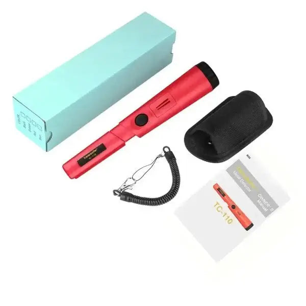 Portable Metal Detector with accessories including box, holster, and manual for beginners seeking the best gold detector and top-rated metal detectors.