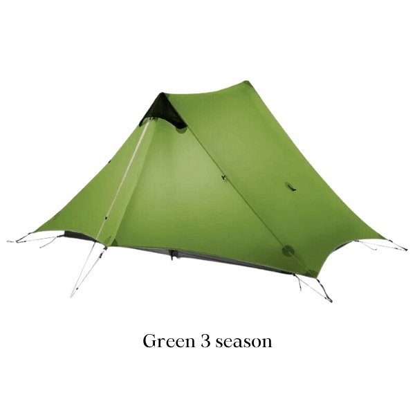 Green 3 season ultralight 2-person backpacking tent ideal for outdoor camping, easy setup with wind ropes and stakes, best lightweight tent