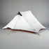 Ultralight gray 3-season 2-person tent for backpacking with trekking poles and easy setup. Best lightweight two-person camping tent.