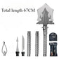 Multifunctional camping shovel set with adjustable 67CM total length, including shovel, knife, and carrying case.