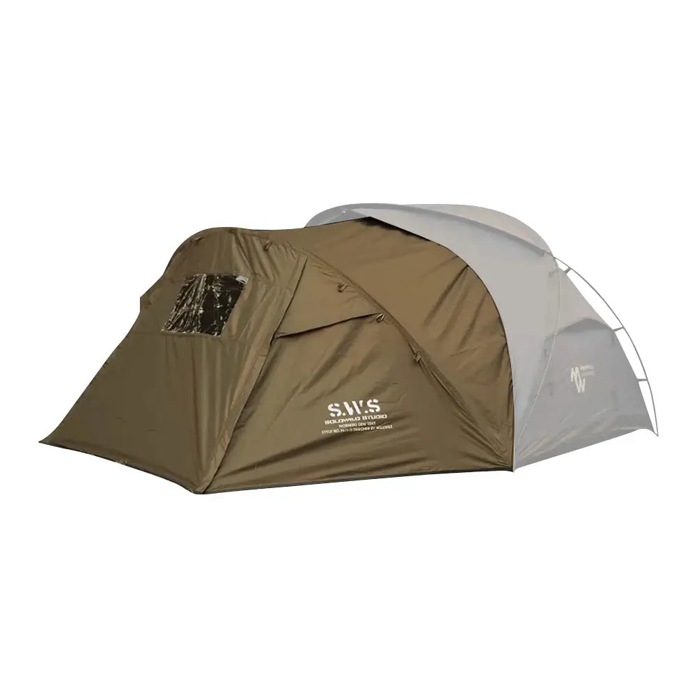 Khaki version of the backpacking tent with stove jack, photographed on a white background. Built for warmth and space, perfect for outdoor explorers.