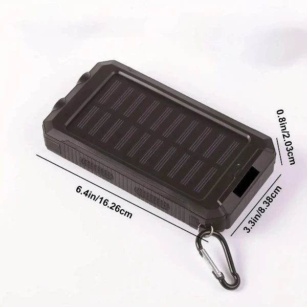 Solar Charger Power Bank 20000mAh with Dimensions and Carabiner - Best Portable Phone Charger for iPhone - Good Power Bank