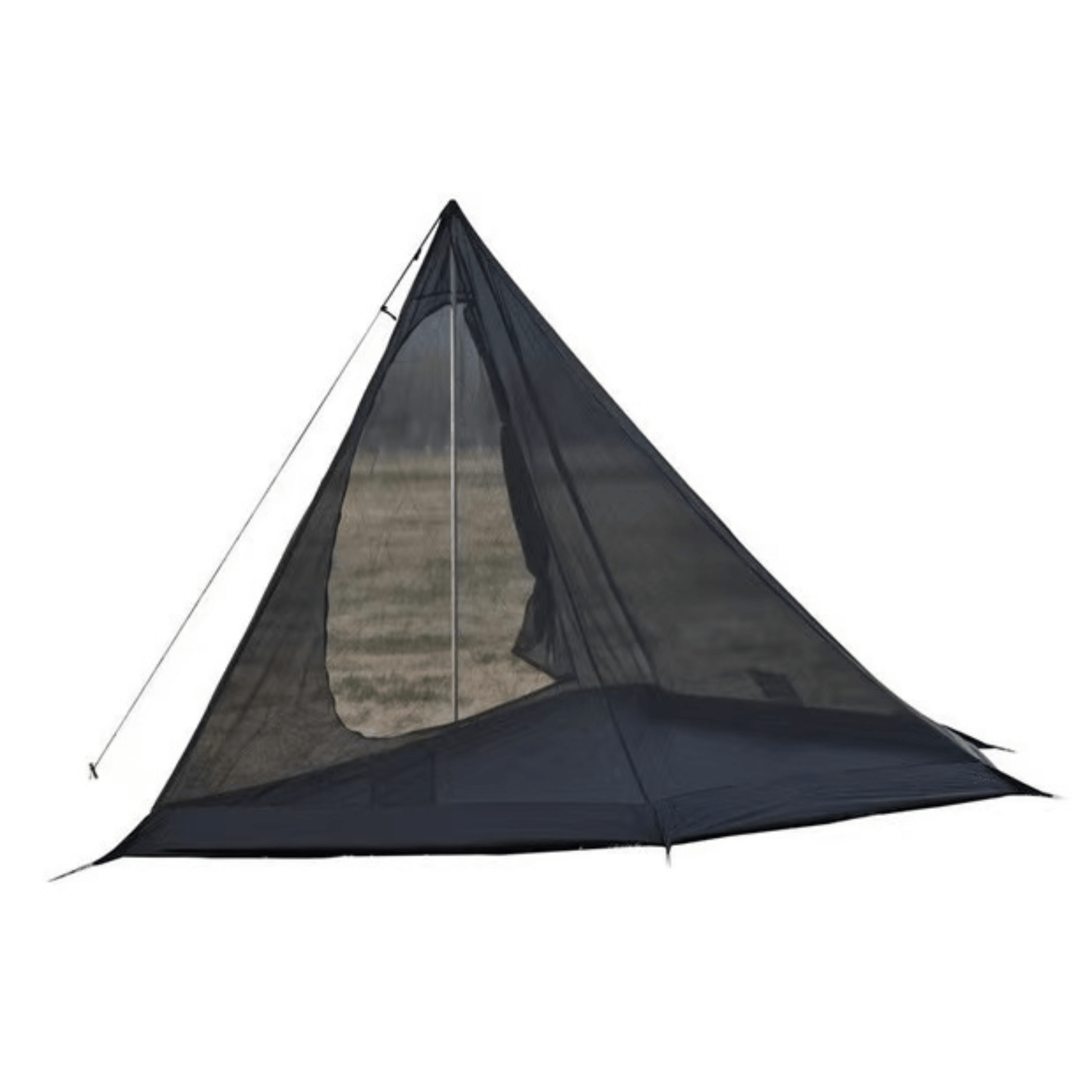   Black inner tent for tipi tent displayed on a white background.