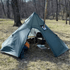 Winter tipi tent for 2-4 campers with stove jack, set in a forest clearing on a sunny day.