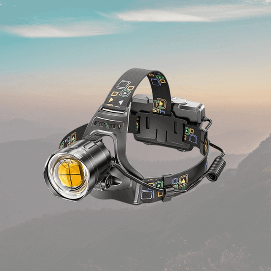 Brightest rechargeable LED headlamp with powerful illumination, ideal for camping, tactical use, and outdoor adventures.