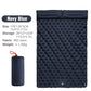 Double Inflatable Sleeping Pad in Navy Blue color, 195x130x5cm, 40D nylon fabric, with a compact storage bag.