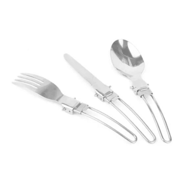 Portable Foldable Stainless Steel Camping Cutlery Set including Spoon, Fork, and Knife - Camping Spoon Set, Camping Utensils