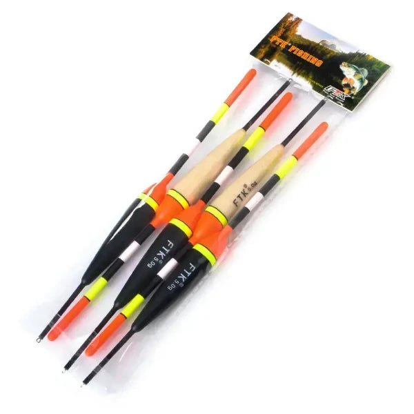 FTK night fishing floats with built-in glow stick tubes and high-visibility colors, perfect for slip bobber and float rod fishing.