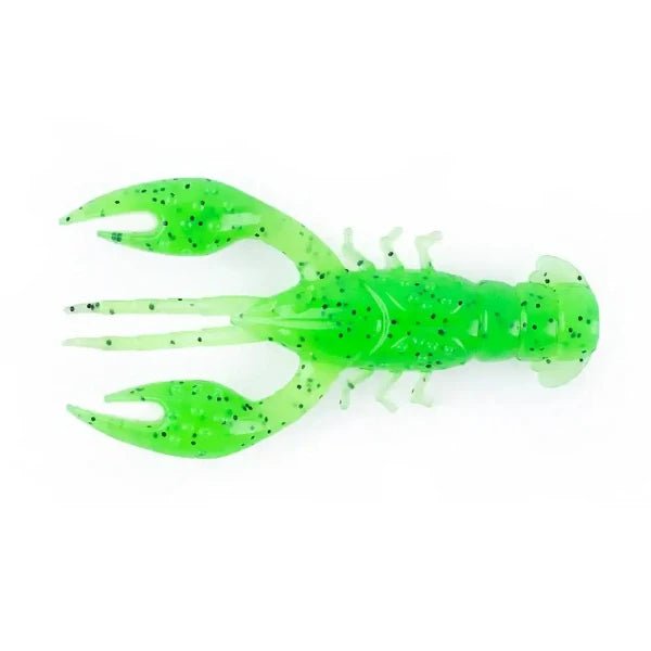 Green Crawfish Larvae Soft Silicone Bait for bass fishing tackle, fishing lures, and fishing gear in tackle box or fishing backpack.