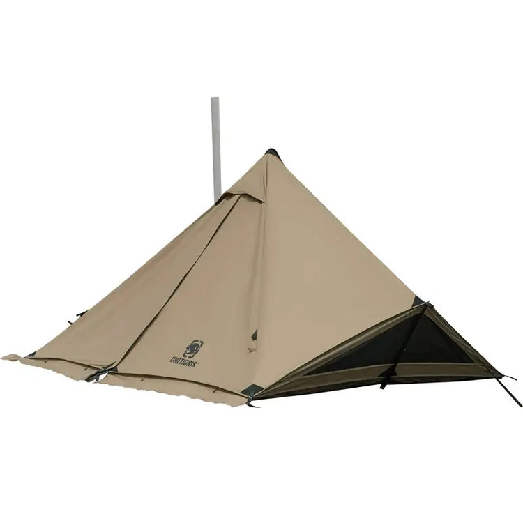 4 season bell tent with stove, featuring durable Terylene cotton and designed for hot tent camping.