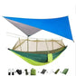 Portable camping hammock with mosquito net, rain tarp, hammock straps, rope hammock, and accessories for backpacking and outdoor use