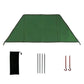 folding windscreen for hiking stoves in army green with stakes and storage bag for outdoor cooking protection.