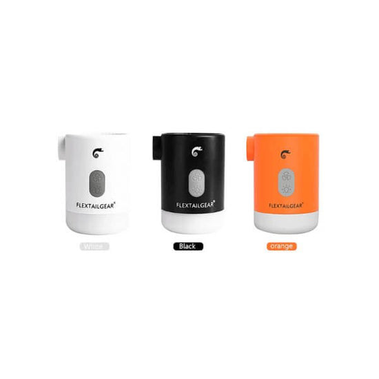 Mini Air Pump Camping Electric Inflator in white, black, and orange colors