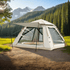 
easy pop-up screen tent, 4-person waterproof shelter set up by a lake, showcasing easy setup and spacious design.
