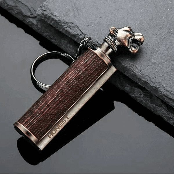 Portable Immortal Stick Match Lighter with Lion Head Design, Waterproof Metal Flint Lighter for Camping, Hiking, and Outdoor Survival