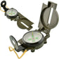 Portable military compass with luminous dial, integrated bubble level, magnifying view, and liquid-filled for stability and accuracy.