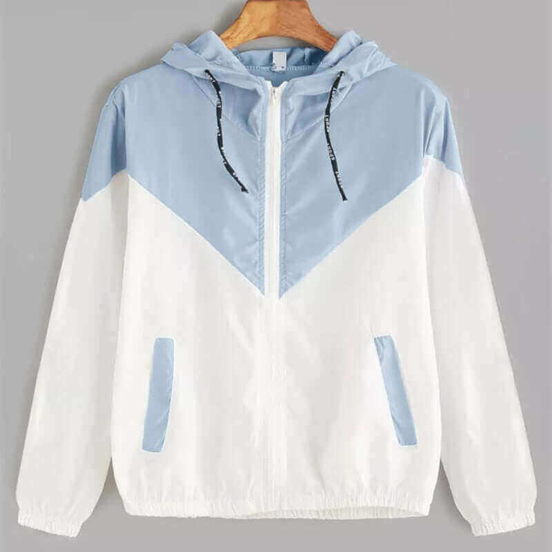 Light blue and white hooded women&