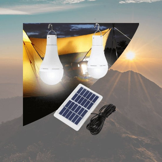 Super bright outdoor solar lights with small solar panel and remote for camping or garage use, LED solar powered lanterns.