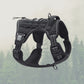 Tactical military dog harness with adjustable straps for small and large dogs, anti-pull design, and quick-release buckles.