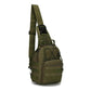 Olive green tactical sling bag made of 600D Oxford fabric for outdoor adventures, perfect as a small crossbody bag for men and women.