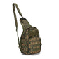 Outdoor military tactical sling shoulder bag in camo print made from 600D Oxford Fabric, ideal for hiking, camping, and travel.