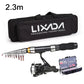 2.3m telescopic carbon fiber fishing rod and spinning reel combo with carrying case and tackle kit by LIXADA