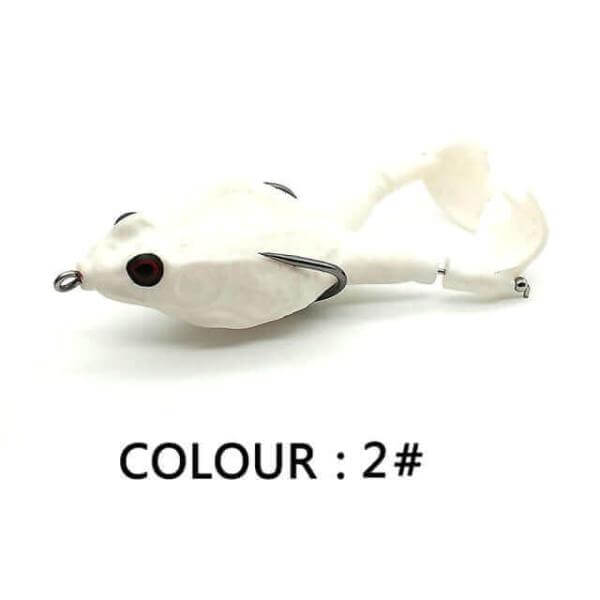 White topwater frog lure with double propeller legs for bass fishing - Colour 2