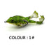 Green and white topwater frog lure with double propeller legs for bass fishing, made of lifelike silicone, free shipping.