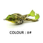 Topwater frog lure with double propeller legs in green and brown color (