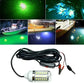 12V LED underwater fishing light attracting fish, ideal for boats and night fishing with durable construction and various light colors.