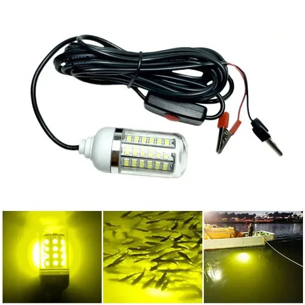 Heavy-Duty 12V LED Underwater Fishing Light Attractor for Night Fishing and Boating, Durable and Corrosion-Resistant, Green Light