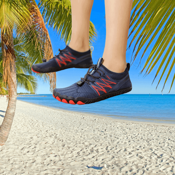 Unisex barefoot water shoes with quick-dry upper and wear-resistant sole, perfect for beach activities and barefoot trail running